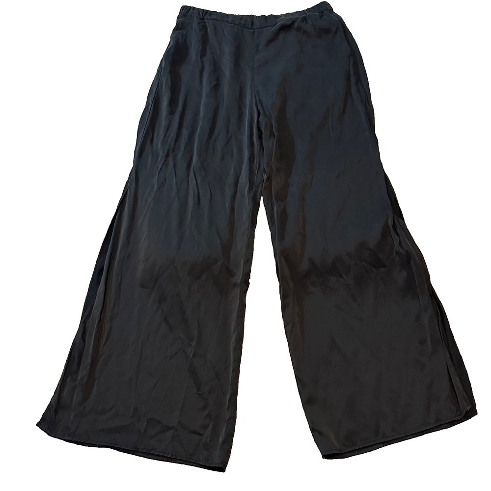 Lunya Womens Washable Silk Pants Wide Leg Split Hem Size Medium Pull On Pajama